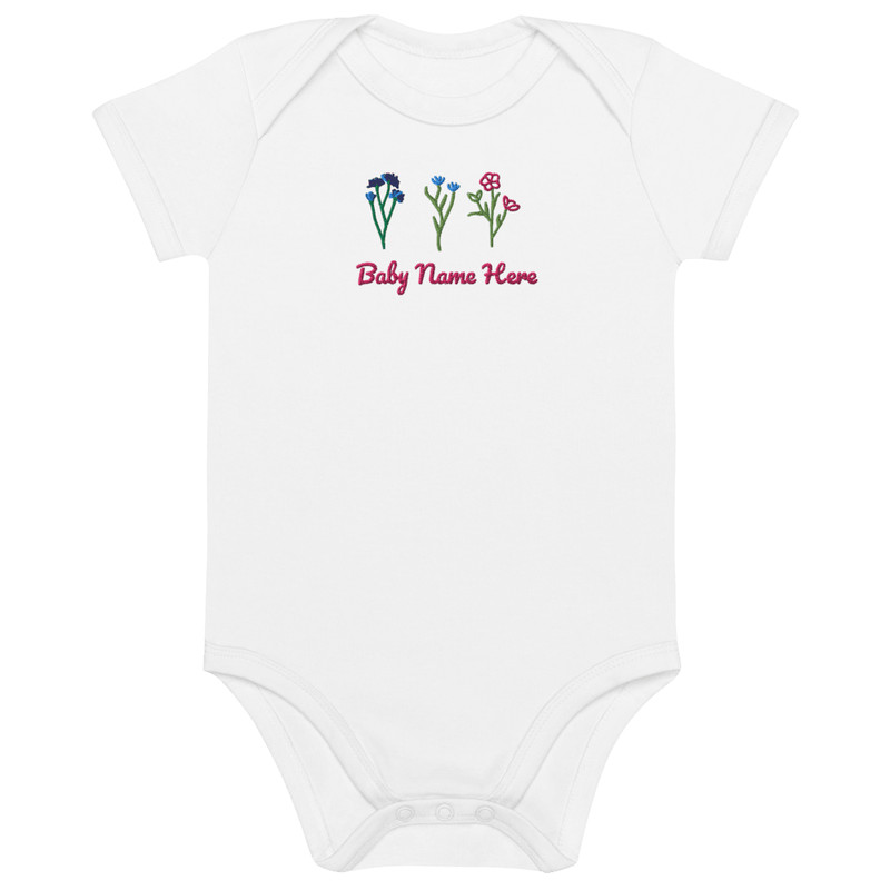 Personalized Organic Baby Onesie With Custom Name Embroidery 6