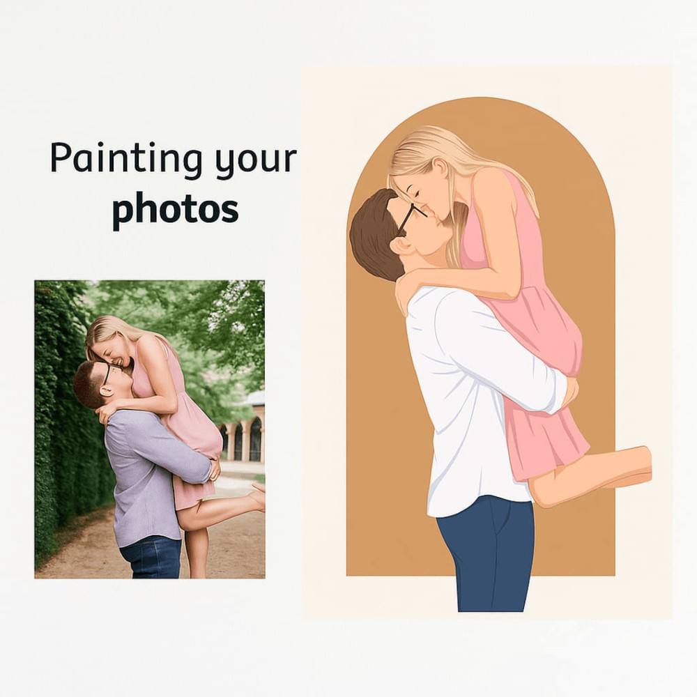 Personalized Couple Drawing Faceless Portrait 3