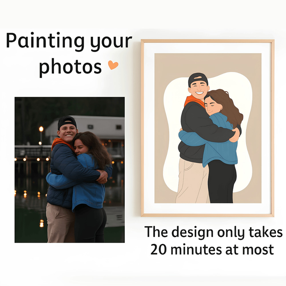 Personalized Couple Drawing Faceless Portrait 4