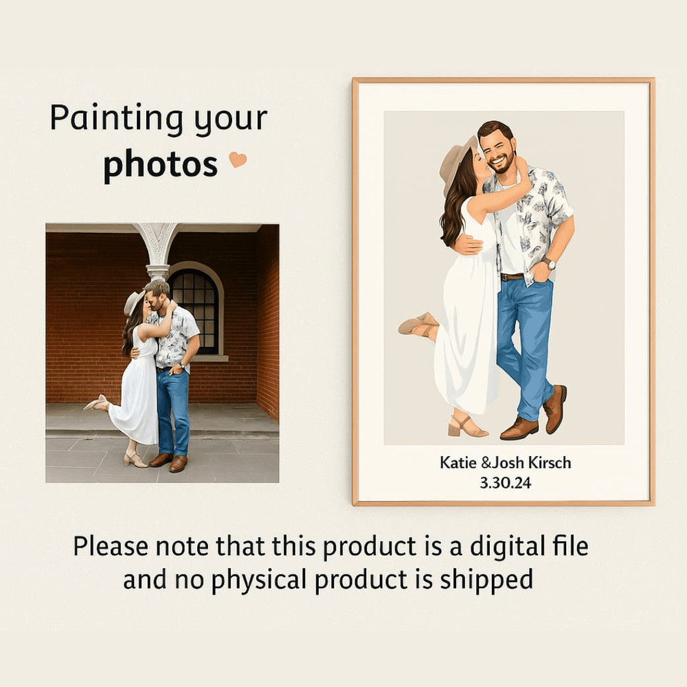 Personalized Couple Drawing Faceless Portrait 5