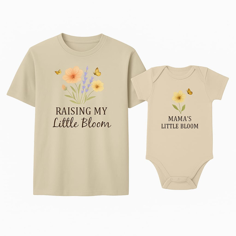 Mommy And Me Outfit Set EcoFriendly Raising My Little Bloom Shirt Onesie 1