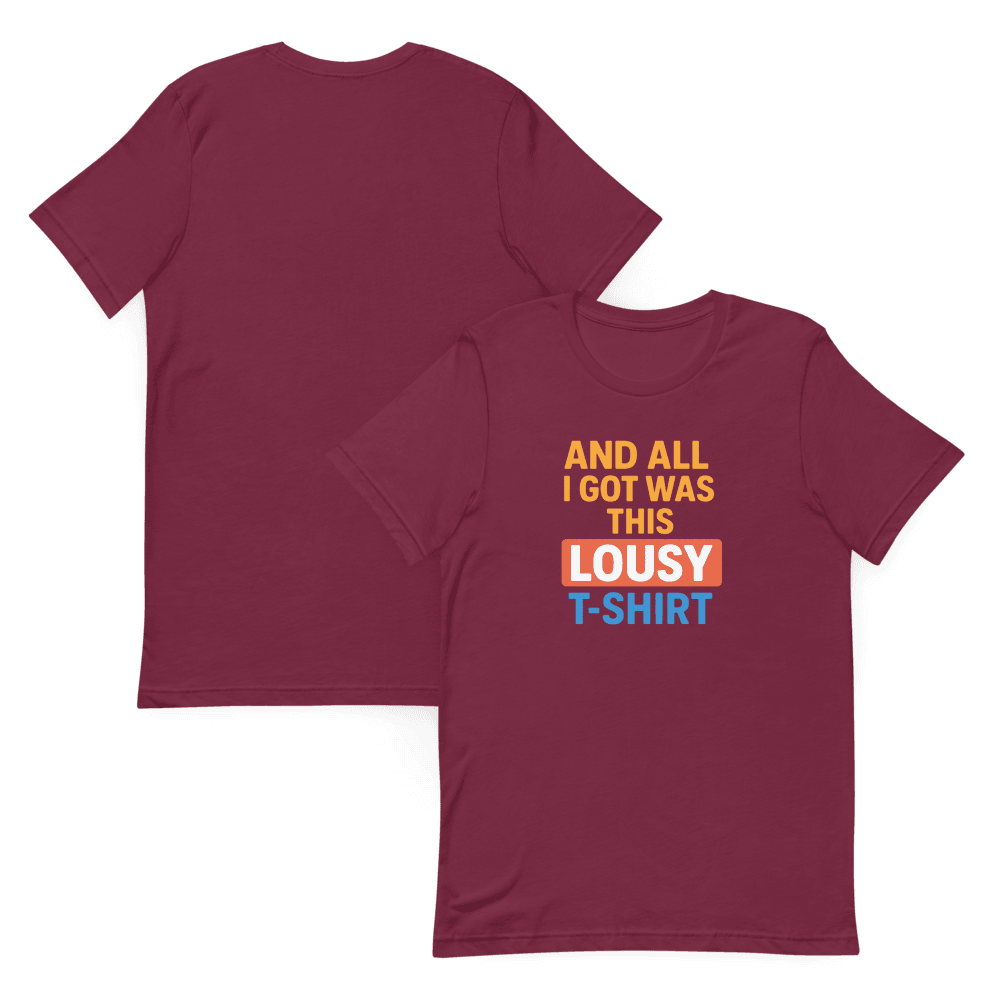 Funny And All I Got Was This Lousy TShirt Sarcastic Souvenir Tee Ironic Gift Bold Graphic Shirt 7