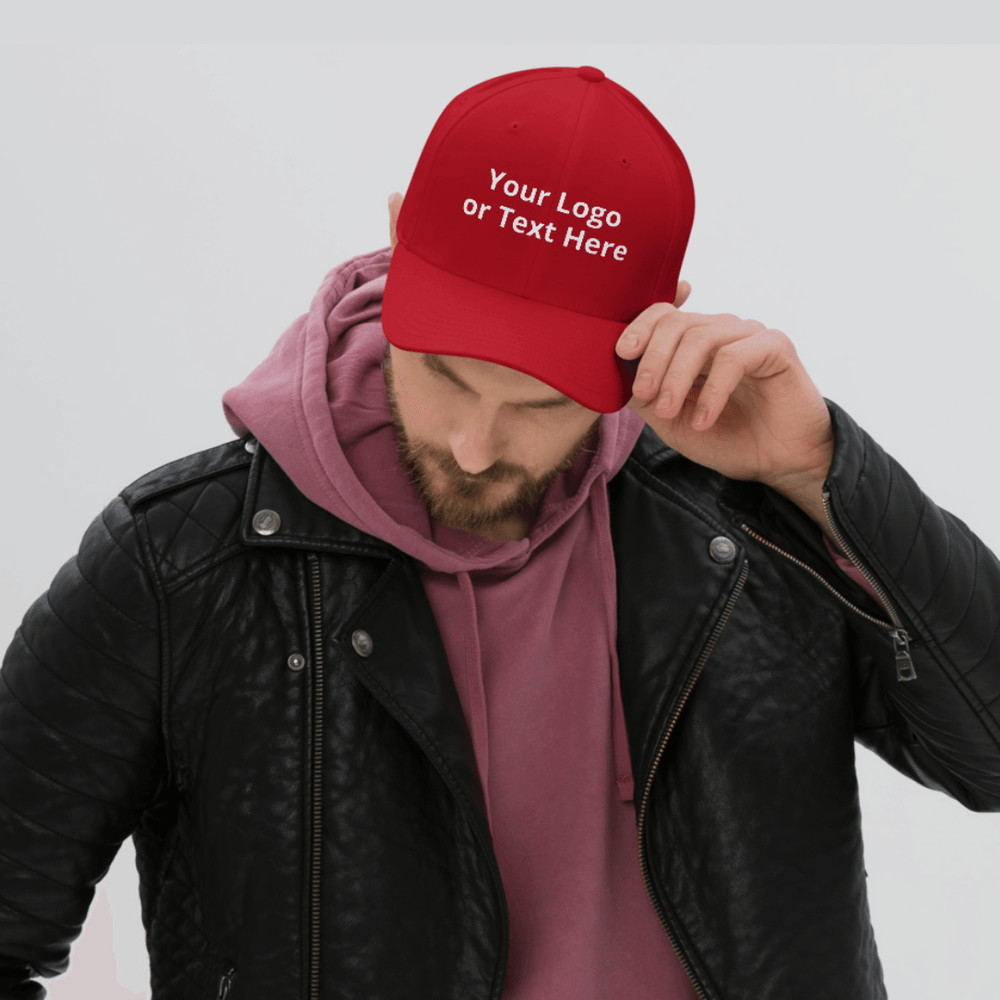 Custom Flexfit Hat Personalized Embroidered Logo Or Text Cap Stretch Fit Baseball Cap With Curved 4