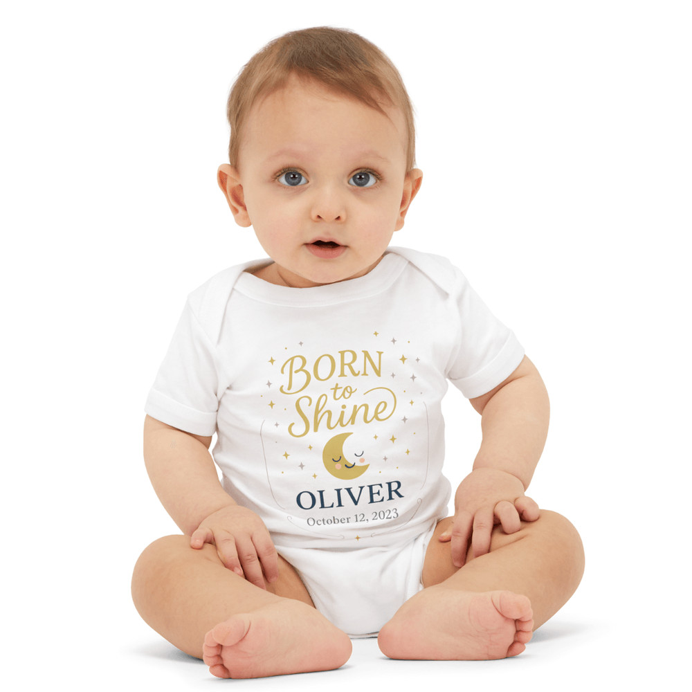 Personalized Baby Onesie With Name Birth Date Newborn Gift Baby Shower Outfit Custom Baby Clothes 1