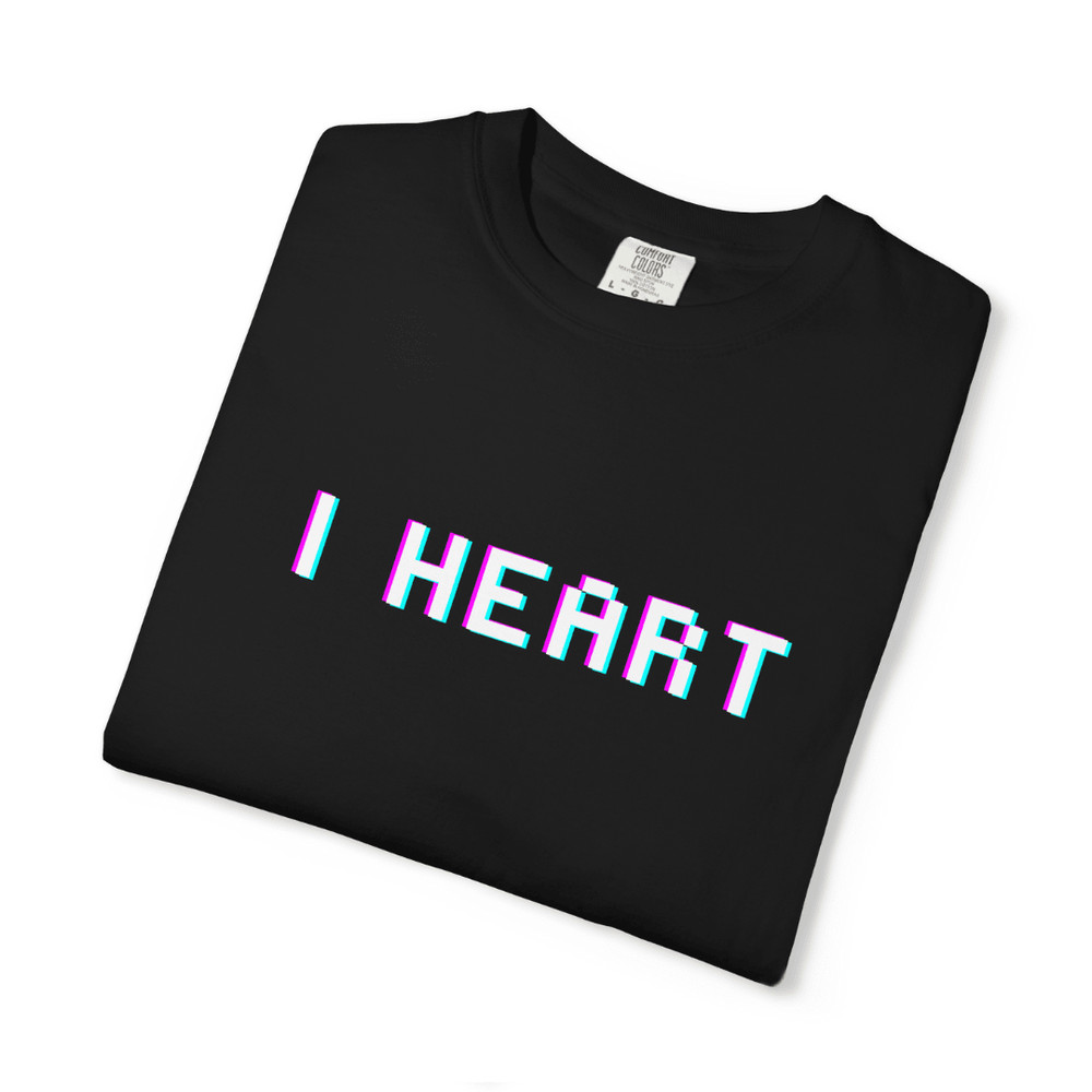 I HEART Glitch TShirt Black Unisex Retro Vaporwave Graphic Tee For Men Women 2
