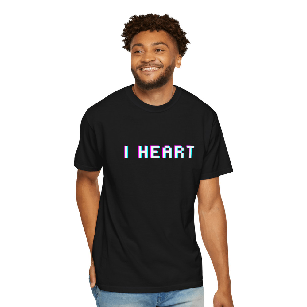 I HEART Glitch TShirt Black Unisex Retro Vaporwave Graphic Tee For Men Women 3