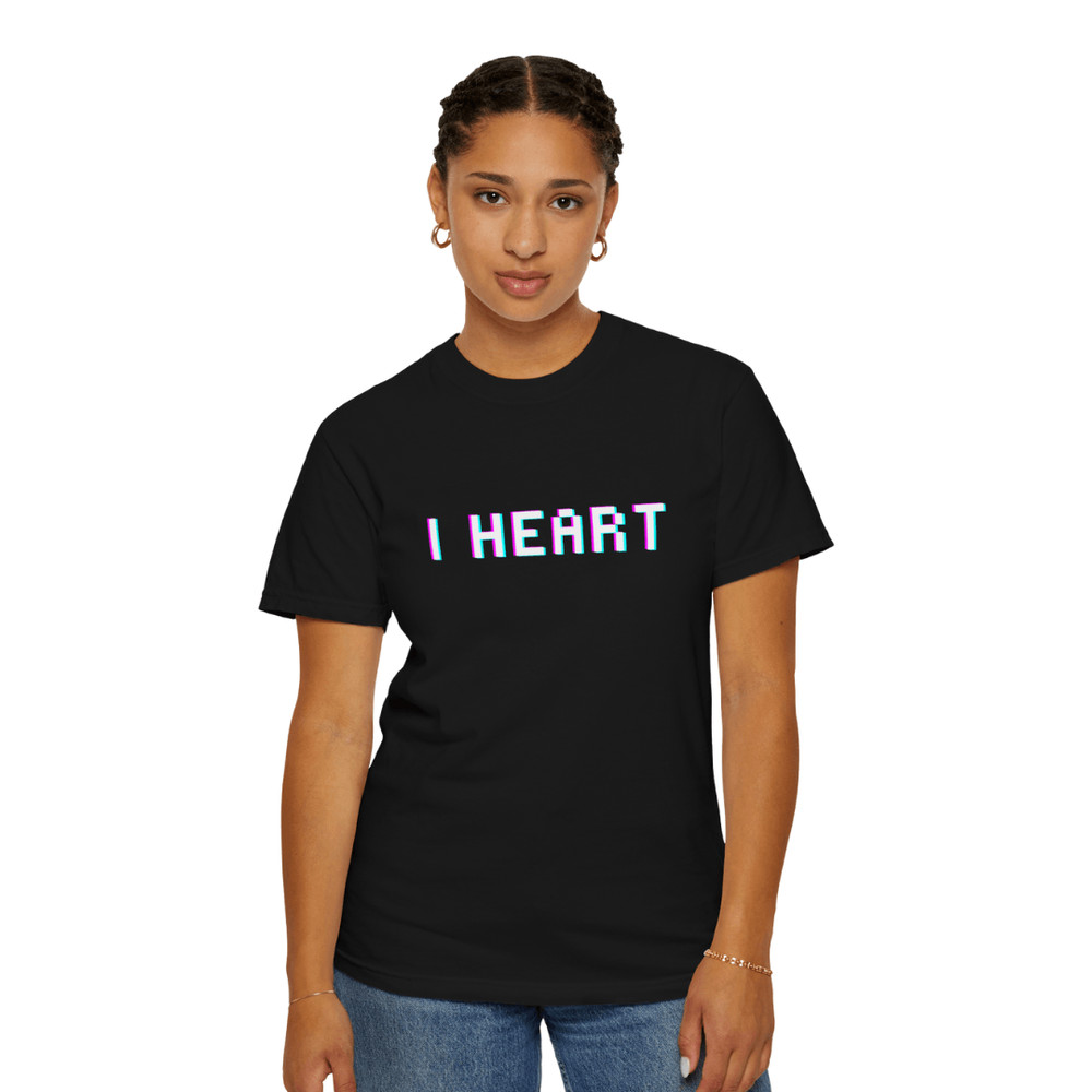 I HEART Glitch TShirt Black Unisex Retro Vaporwave Graphic Tee For Men Women 4