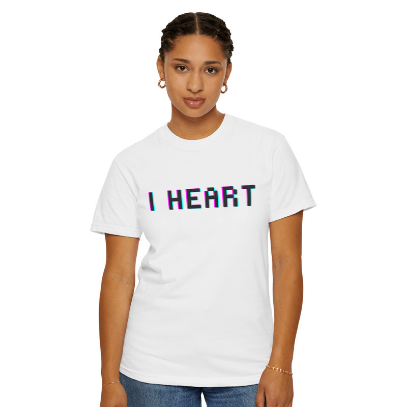 I HEART Glitch TShirt Black Unisex Retro Vaporwave Graphic Tee For Men Women 9