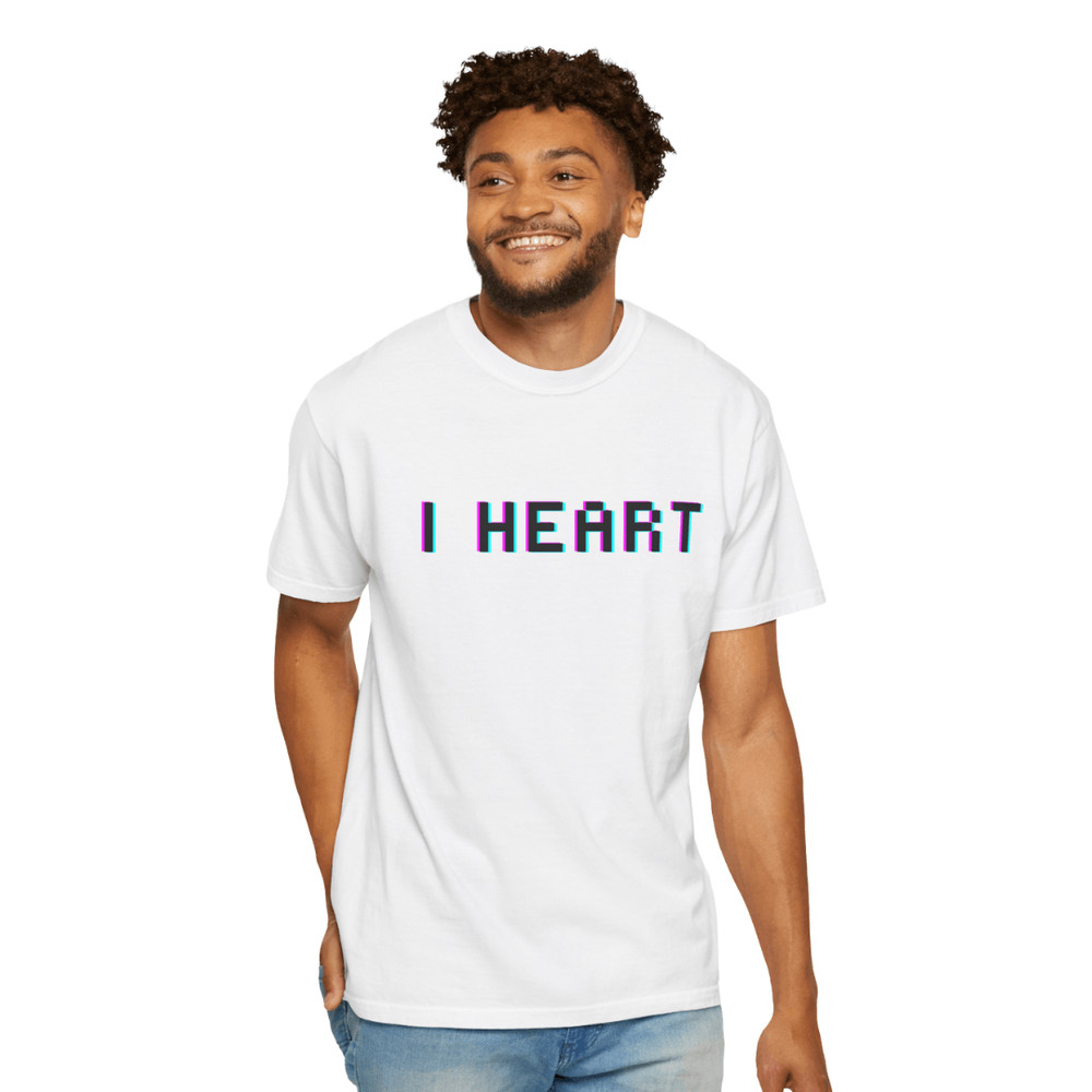 I HEART Glitch TShirt Black Unisex Retro Vaporwave Graphic Tee For Men Women 10