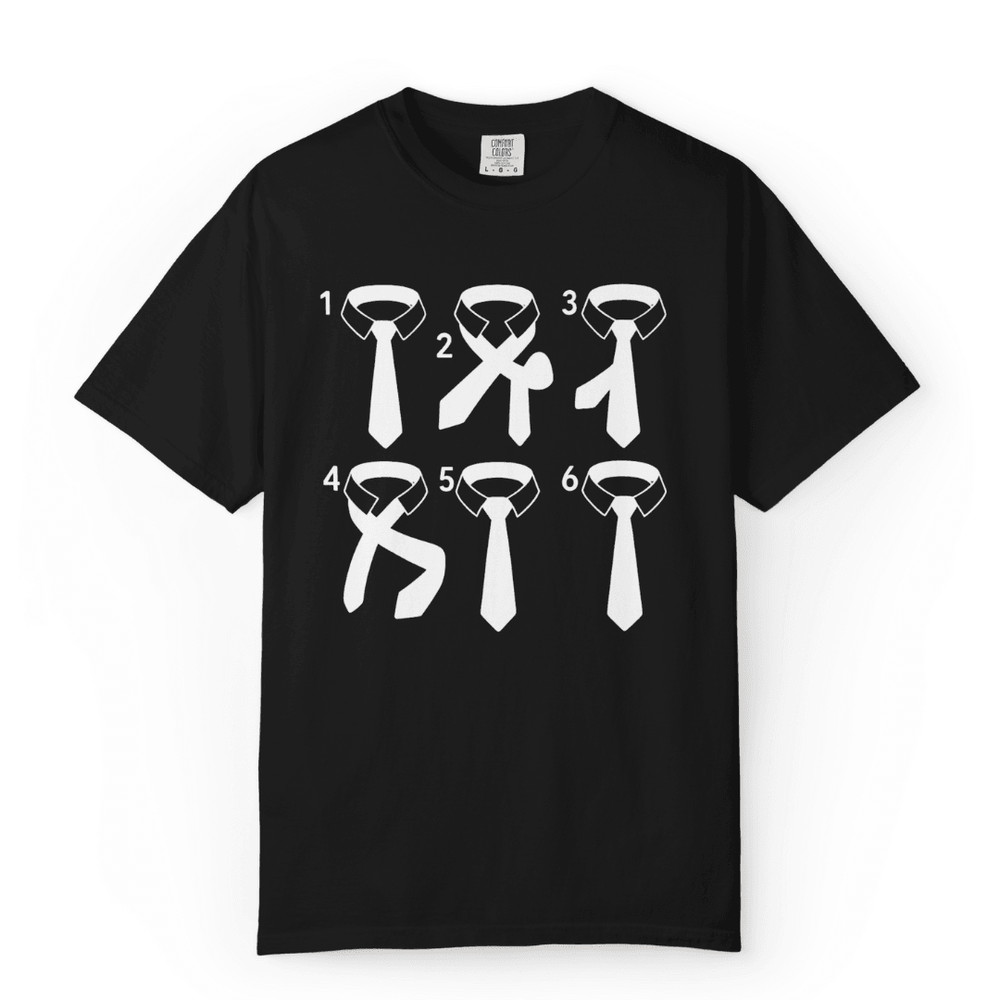 How To Tie A Tie TShirt  Funny Black Unisex Graphic Tee With StepbyStep Necktie Instructions 0