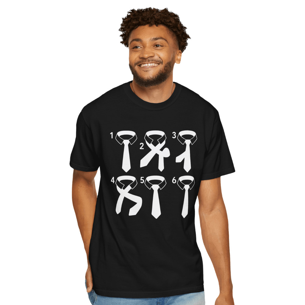 How To Tie A Tie TShirt  Funny Black Unisex Graphic Tee With StepbyStep Necktie Instructions 2