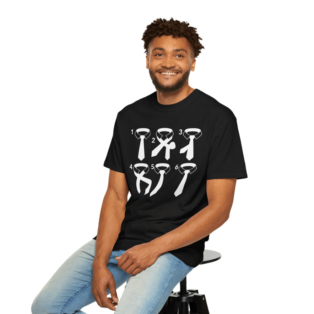 How To Tie A Tie TShirt  Funny Black Unisex Graphic Tee With StepbyStep Necktie Instructions 3