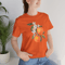 Orange TShirt With Watercolor Peach And Blossom Print  Vibrant Summer Fruit Graphic Tee For Women   3