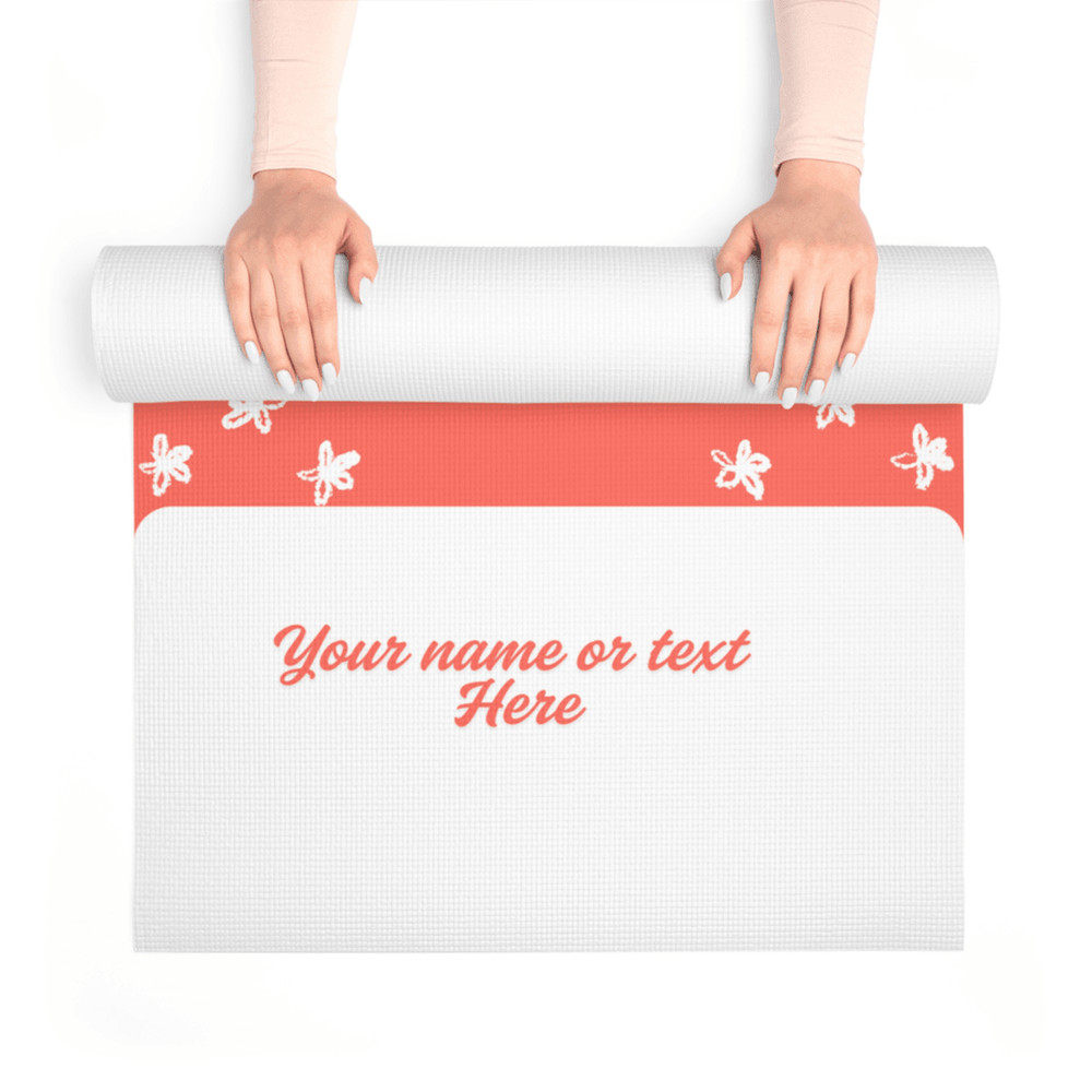 Custom Foam Yoga Mat For Sweaty Hands With Your Text NonSlip Lightweight Warm Coral Peach 1
