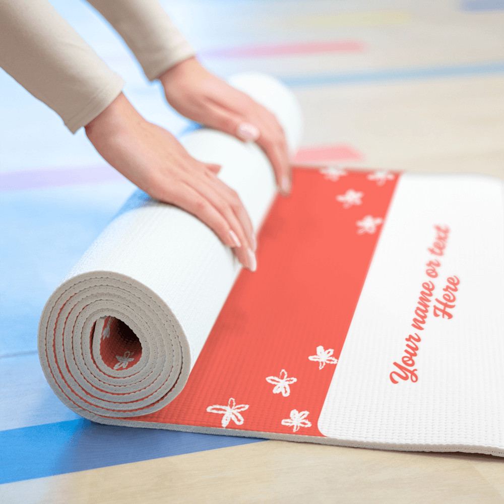 Custom Foam Yoga Mat For Sweaty Hands With Your Text NonSlip Lightweight Warm Coral Peach 2