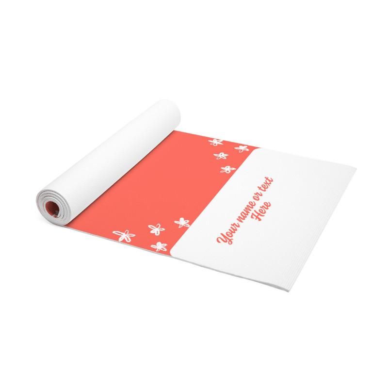 Custom Foam Yoga Mat For Sweaty Hands With Your Text NonSlip Lightweight Warm Coral Peach 3