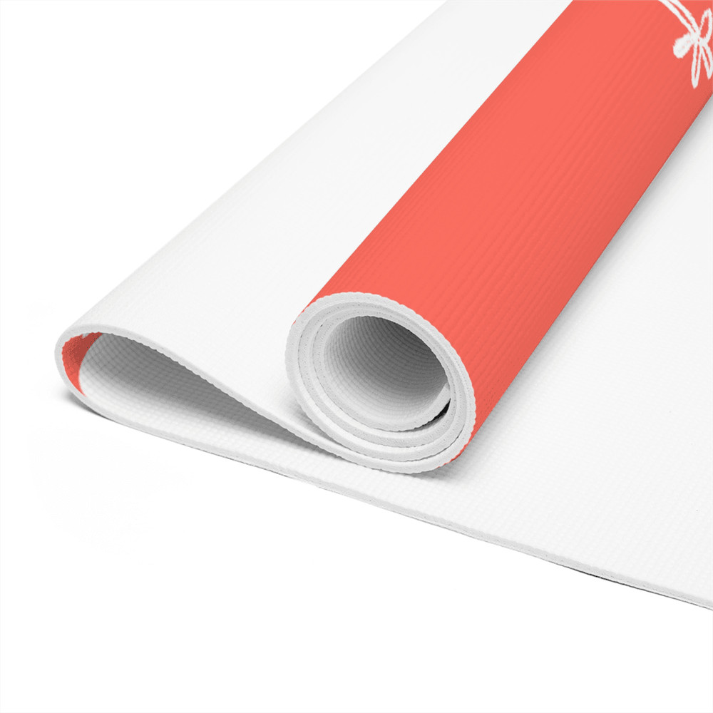Custom Foam Yoga Mat For Sweaty Hands With Your Text NonSlip Lightweight Warm Coral Peach 4