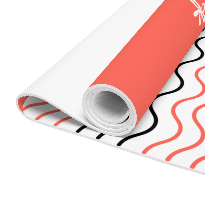 Premium Coral Peach Yoga Mat Yin Yang Koi Design NonSlip EcoFriendly 2