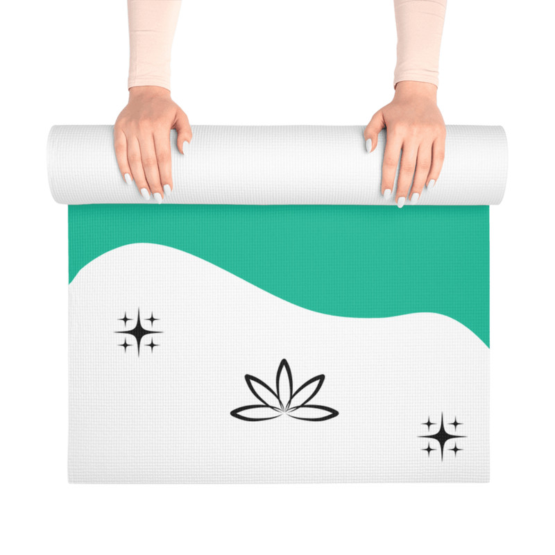 Custom Sea Green Yoga Mat With Photo Text NonSlip Hot Yoga Ready 2