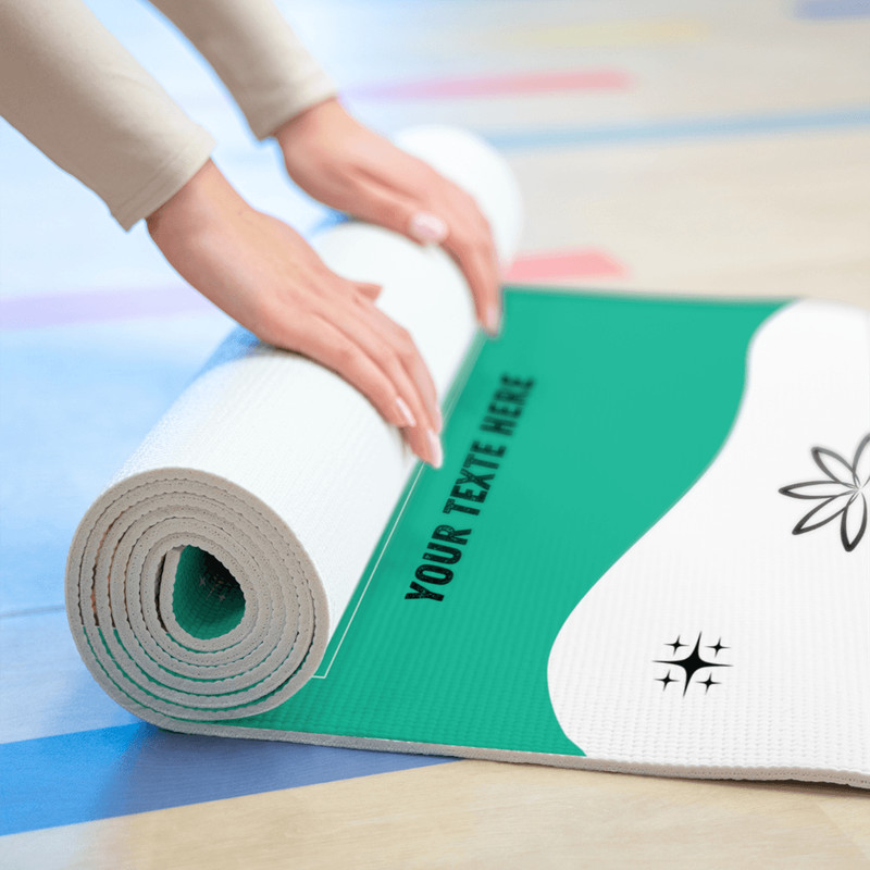 Custom Sea Green Yoga Mat With Photo Text NonSlip Hot Yoga Ready 4