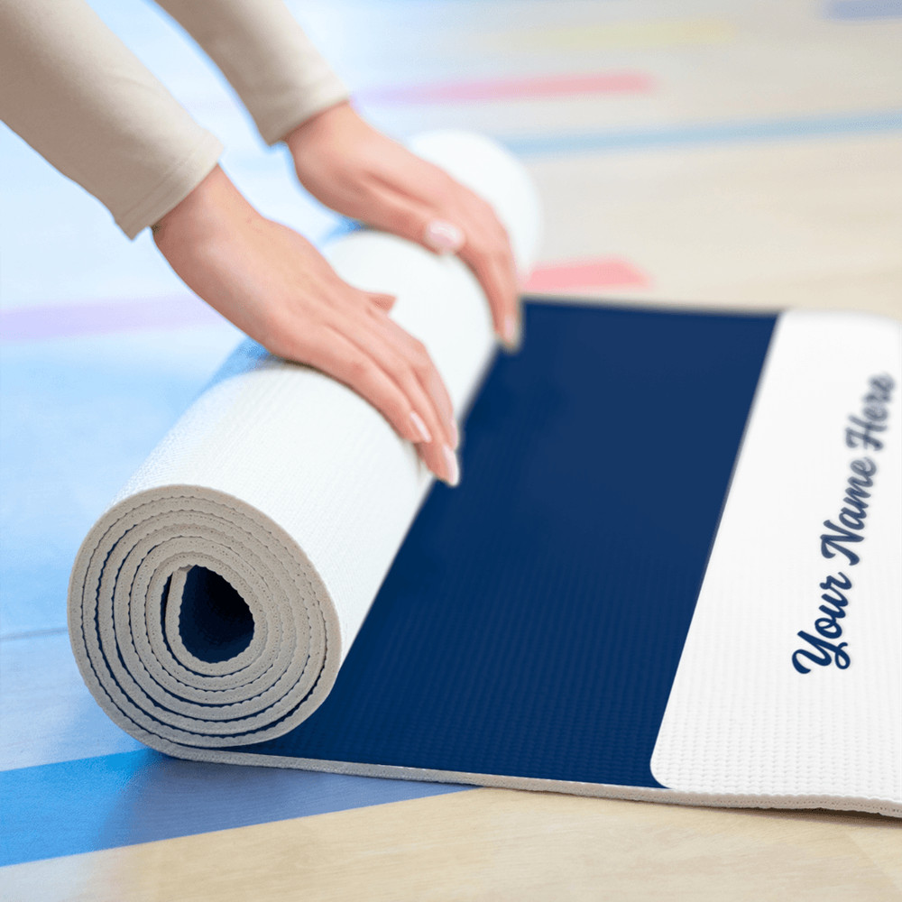 Custom Dark Blue Yoga Mat With Name NonSlip For Hot Yoga 4