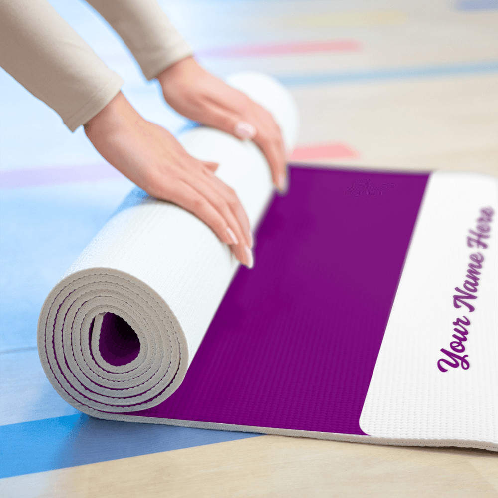 Custom Purple Yoga Mat With Name NonSlip For Hot Yoga Bad Knees 5