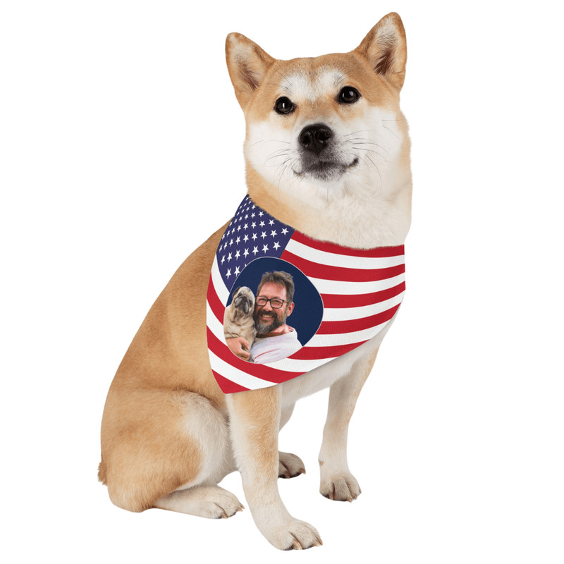 Custom American Flag Dog Bandana With Personalized Photo Unique Patriotic Pet Accessory 2