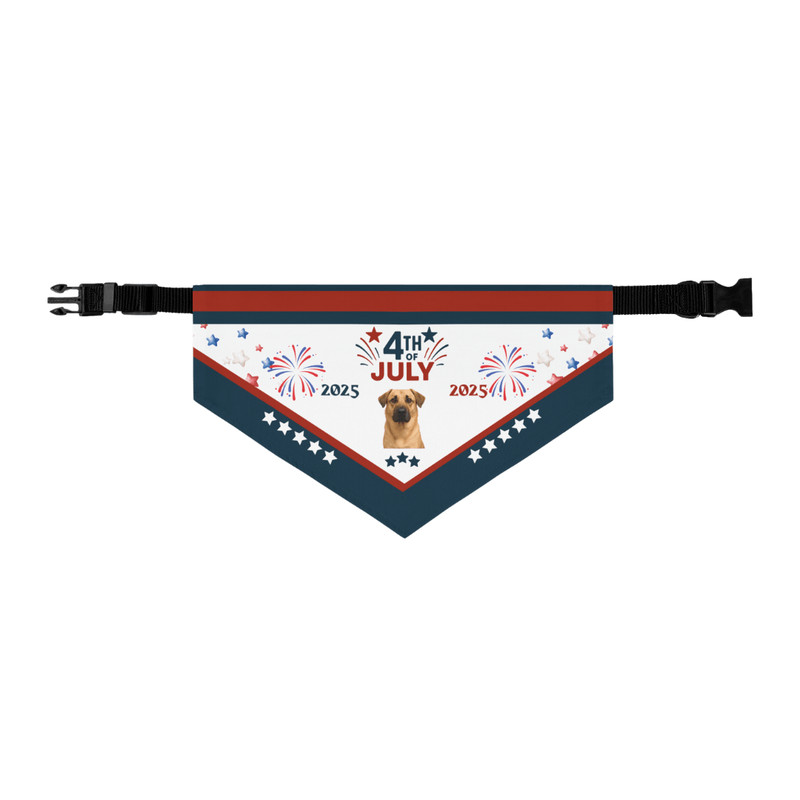 Custom 4th Of July Dog Bandana With Photo Patriotic Fireworks Design For Pets Personalized USA Dog 2