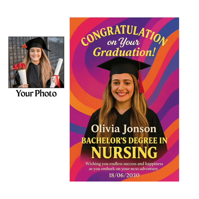 Custom Graduation Poster With Photo Name Degree Message Personalized Canvas Wall Art Gift For Gra 1