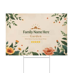 custom garden sign with family name – personalized floral yard decor, outdoor lawn sign, unique housewarming gift