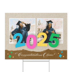 graduation yard sign with picture – custom 2025 congrats grad sign for senior lawn display