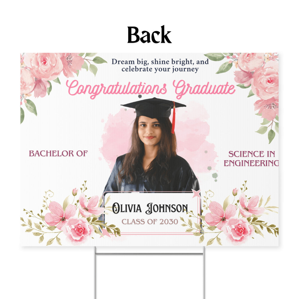 Personalized Graduation Yard Sign With Picture Custom Congrats Grad Sign With Name Degree Year 4