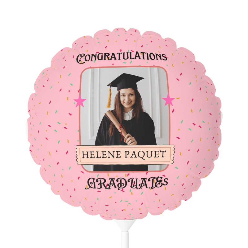Personalized Graduation Balloon With Photo Name Custom Pink Congrats Grad Helium Balloon Gift 0