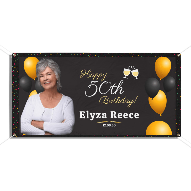 Personalized 50th Birthday Banner Custom Vinyl Party Backdrop 0