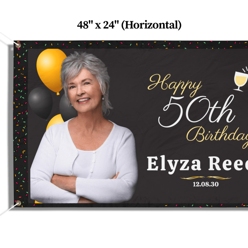 Personalized 50th Birthday Banner Custom Vinyl Party Backdrop 1