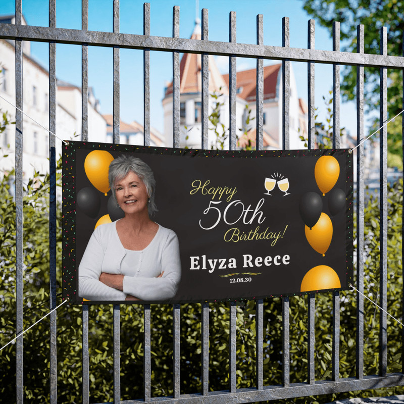 Personalized 50th Birthday Banner Custom Vinyl Party Backdrop 2