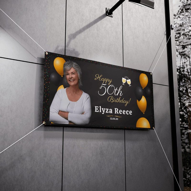 Personalized 50th Birthday Banner Custom Vinyl Party Backdrop 3
