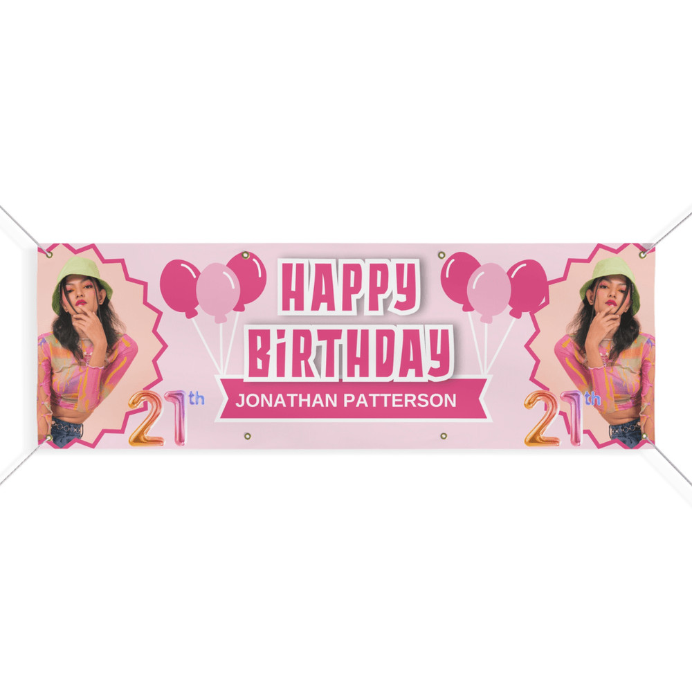 Personalized Birthday Banner Custom Matte 72 X 24 Banner With Name Photo 0
