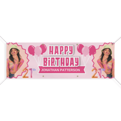 personalized birthday banner - custom matte 72" x 24" banner with name & photo