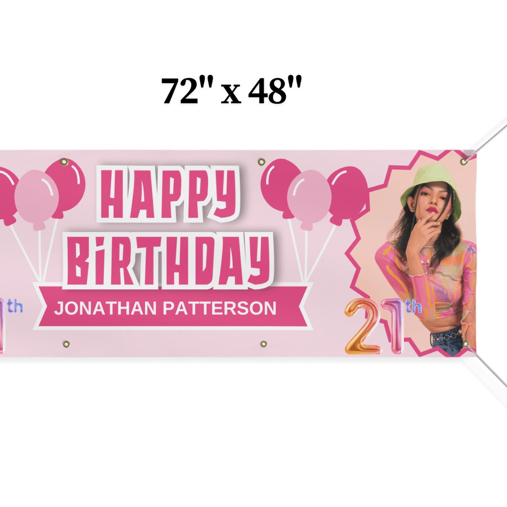 Personalized Birthday Banner Custom Matte 72 X 24 Banner With Name Photo 1