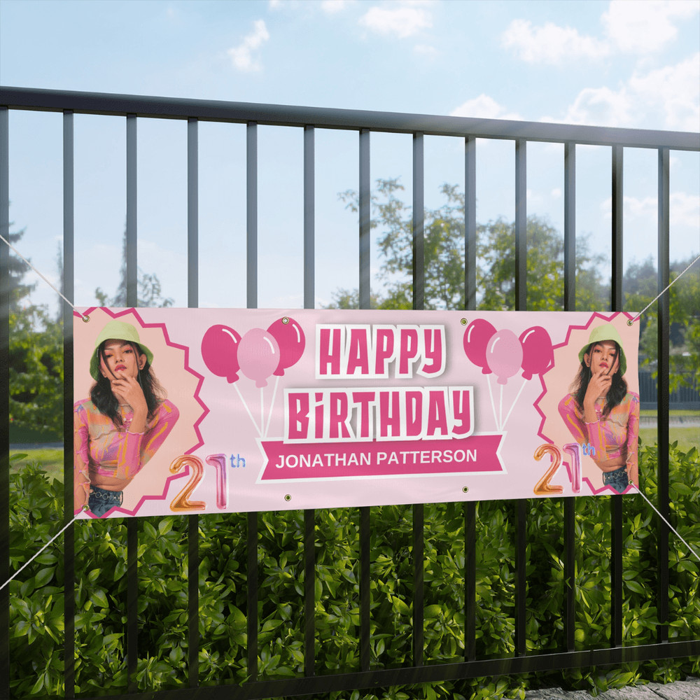Personalized Birthday Banner Custom Matte 72 X 24 Banner With Name Photo 2