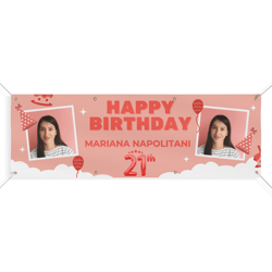 custom 21st birthday banner - personalized happy birthday matte banner 72" x 24" with photo & name - ideal party decorat