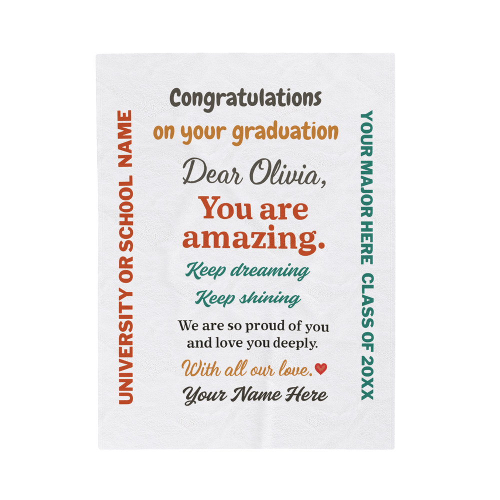Personalized Graduation Blanket With Custom Name Message And School Details Perfect Gift For Gradua 0