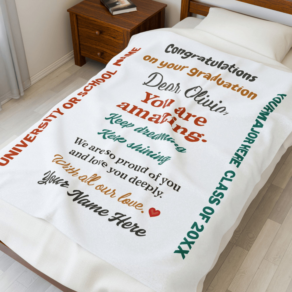 Personalized Graduation Blanket With Custom Name Message And School Details Perfect Gift For Gradua 4