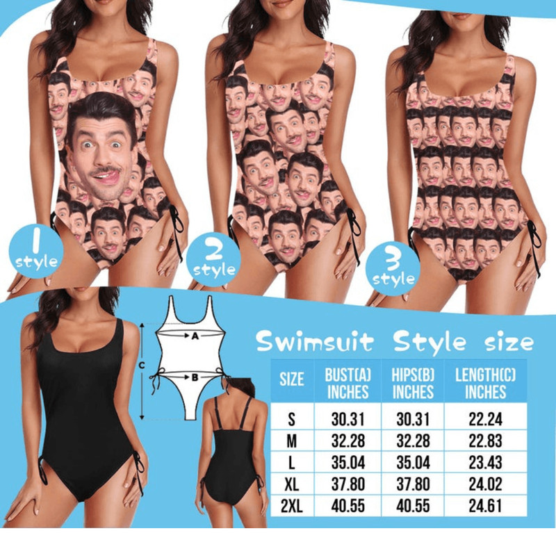 Custom Face Swimsuit For Women Personalized Photo OnePiece Bathing Suit Gift 3