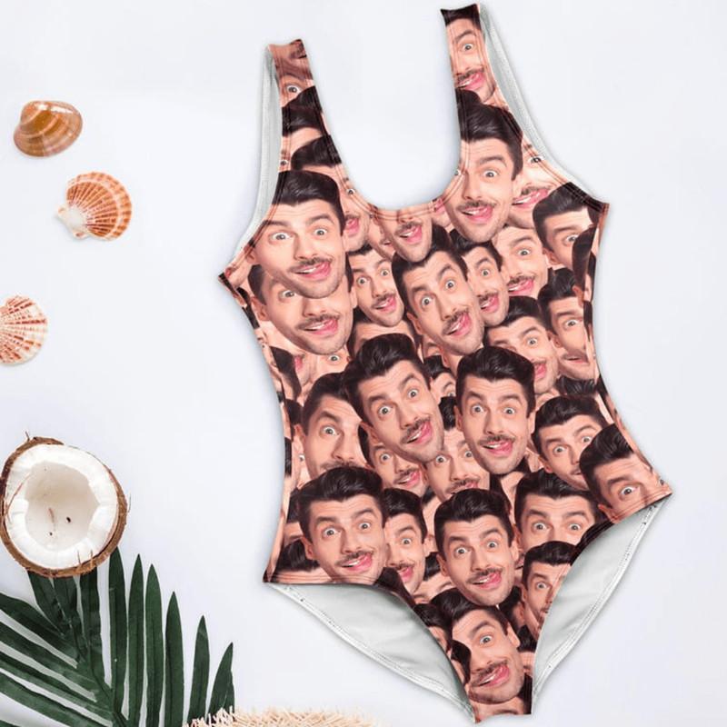 Custom Face Swimsuit For Women Personalized Photo OnePiece Bathing Suit Gift 5