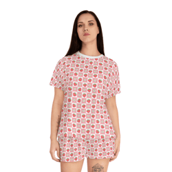 cute strawberry & flower print women's pajama set – soft, stylish sleepwear