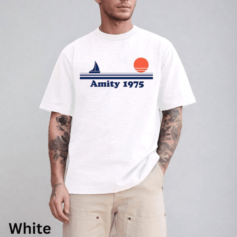 Jaws Amity 1975 Unisex Tee Amity Island Shirt Vintage Movie Tee Retro Graphic Tee Beach Vacation Sh 1