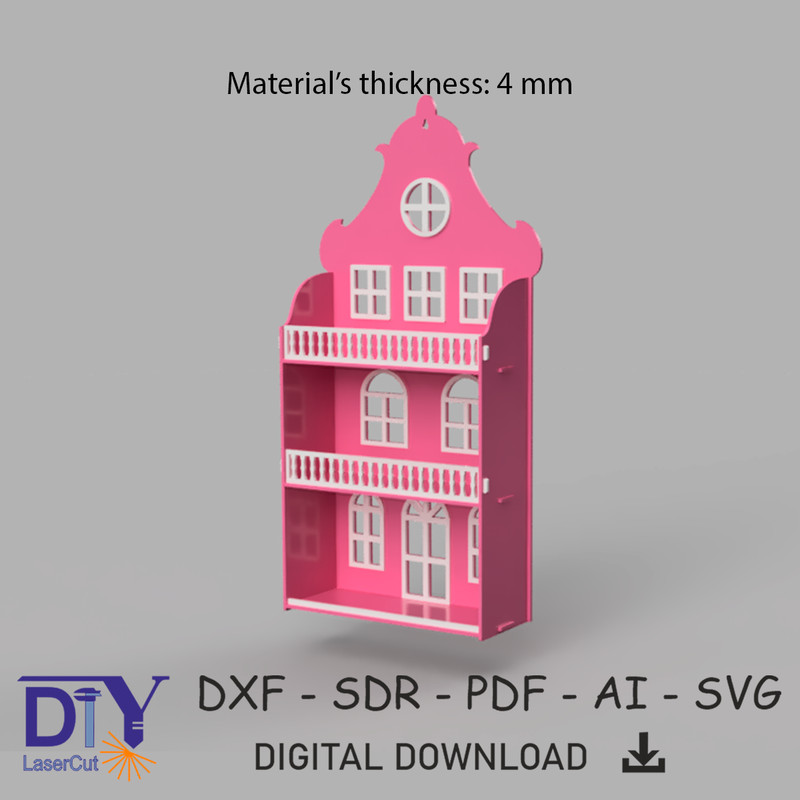 Two Wall Hanging Doll House Wooden Doll House Adorable Wall Shelf 0