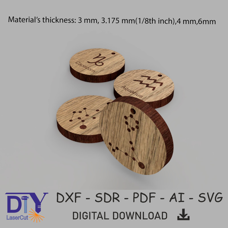 Keychain Zodiac Sign Double Sided 0